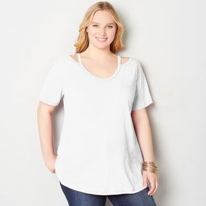 💜CUTOUT SHOULDER TEE